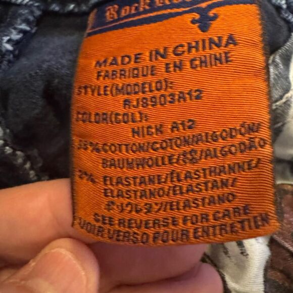 Rock Revival Nick All-Straight Jeans Men’s Size 32 Blue Distressed Denim Embroid - Picture 8 of 8